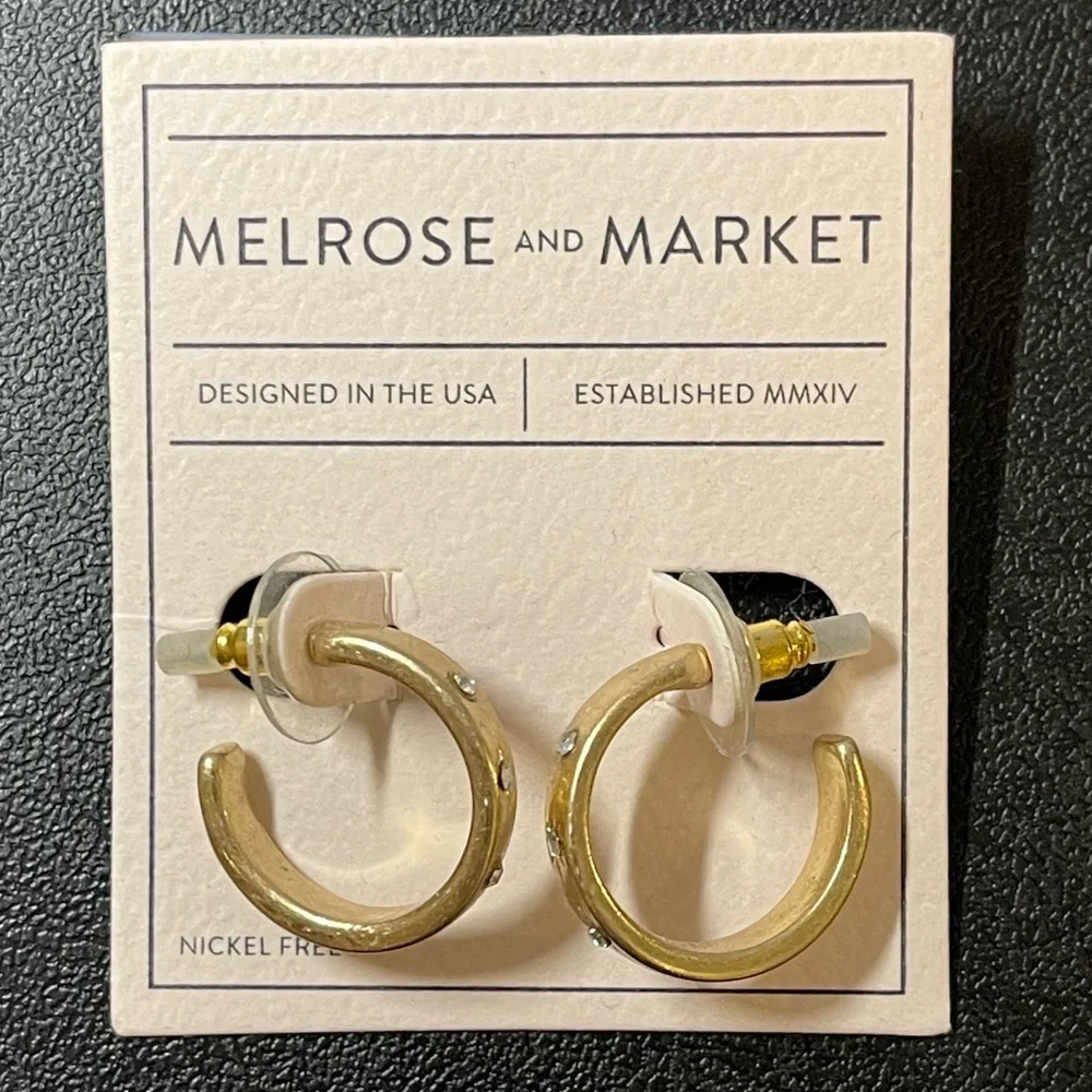 Small Gold Hoop Earrings NWT Starburst Celestial Jewelry